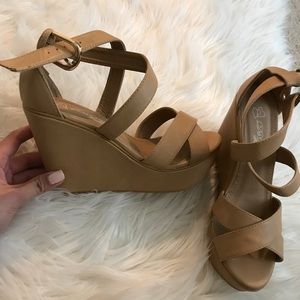 Nude Beige Wedges